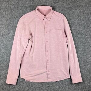 Lululemon Commission Long Sleeve Shirt Mens M* Pink Button Up Vented Wicking
